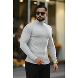Erkek Boğazlı Triko Kazak - Gri - Standart