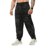 Erkek Bol Kesim Cepli Eşofman Altı, Bol Spor Pantolonları Dört Mevsim Egzersiz Eşofman Altı, Siyah, 3XL