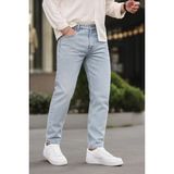 Erkek Bol Paça Basic Esnek Buz Mavi Kot Pantolon - 31