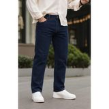 Erkek Bol Paça Basic Esnek Lacivert Kot Pantolon - 29
