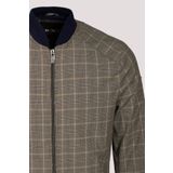 Erkek Bomber Ceket Camel Keten Karışım Slim Fit Ekose Kare Desenli Ribana İnce Astar Ceket NCS JEANS 4984 CAMEL S