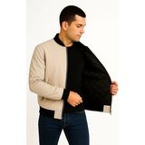 Erkek Bomber Mont Ceket – Fermuarlı, Kapitone Içi Astarlı, Su Itici Kumaş, Regular Fit, Uzun Kollu, Yandan Cepli, Bahar & Kış Rahat Günlük Stil - Bej