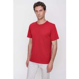 Erkek Bordo Basic Düz %100 Pamuk Bisiklet Yaka Slim Fit Dar Kesim Kısa Kollu Tişört