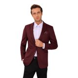 Erkek Bordo Desenli Spor Yünlü Ceket