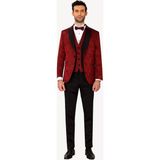 Erkek Bordo Kırlangıç Yaka Yelekli Slim Fit Desenli Damatlık - 44 / 6 - 6 Drop