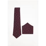 Erkek Bordo Paisley Desenli Klasik Kravat ve Cep Mendili Takımı