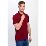 Erkek Bordo Polo Yaka Likralı T-Shirt T621 - 3XL