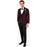 Erkek Bordo Slim Fit Yelekli Çıkma Şal Yaka Damatlık - 58 / 6 - 6 Drop