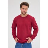 Erkek Bordo Standart Fit Normal Kesim Pamuklu Basic Bisiklet Yaka Sweatshirt - 2XL