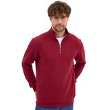 Erkek Bordo Standart Fit Normal Kesim Pamuklu Yarım Fermuarlı Dik Yaka Pamuklu Sweatshirt M