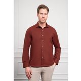 Erkek Bordo Trend İtalyan Yaka Slim Fit Dar Kesim Gömlek