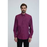 Erkek Bordo Uzun Kollu Regular Fit Gömlek - XL