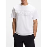 Erkek Boss Baskı Desen Kısa Kol Bisiklet Yaka Normal Kesim Beyaz T-Shirt 50559363-100 - 2XL