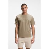 Erkek Boss Baskı Desen Kısa Kol Bisiklet Yaka Normal Kesim Haki T-Shirt 50559363-334