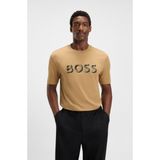 Erkek Boss Bisiklet Yaka Kısa Kol Pamuklu Bej T-Shirt 50551902-260 - 2XL