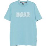 Erkek Boss Yazı Detay Bisiklet Yaka Kısa Kol Pamuklu Mavi T-Shirt 50543916-453 - XL