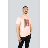 Erkek Boss Yazı Detay Bisiklet Yaka Kısa Kol Pamuklu Pembe T-Shirt 50543916-683 - XL