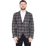 Erkek Buklet Ekose Ceket SİYAH KIRMIZI GRİ 48