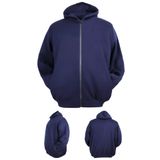 Erkek Büyük Beden 105-185 Kilo Arası İçin Uygun Kapüşonlu 3 İplik Şardonlu Kışlık Kalın Sweat Mont (İNDİGO, 7XL)