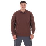 Erkek Büyük Beden 115-155 Kilo Arası İçin Uygun Uzun Kol Polo Yaka Mevsimlik Sweatshirt (KAHVE, 7XL)