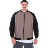 Erkek Büyük Beden 120 KILO-158 Kilo Arası Için Uygun Dik Yaka Parçalı Mevsimlik Hafif Mont - Bej - 8XL
