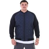 Erkek Büyük Beden 120 KILO-158 Kilo Arası Için Uygun Dik Yaka Parçalı Mevsimlik Hafif Mont - Lacivert - 8XL