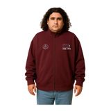 Erkek Büyük Beden 122-158 Kilo Arası İçin Uygun Pamuklu Geniş Kalıp Dik Yaka Fermuarlı Sweat Mont (BORDO, 5XL)