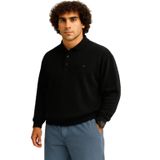Erkek Büyük Beden 122 Kilo - 158 Kilo Arası İçin Uygun Geniş Kalıp Polo Yaka Selanik Kazak (SİYAH, 3XL)