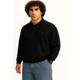 Erkek Büyük Beden 122 Kilo - 158 Kilo Arası İçin Uygun Geniş Kalıp Polo Yaka Selanik Kazak (SİYAH, 4XL)