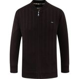 Erkek Büyük Beden Astarlı Triko Mont Hakim Yaka Çelik Örgü Desenli Klasik Kalıp - 5209TB - Kahverengi - 5XL