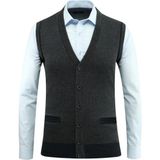 Erkek Büyük Beden Düğmeli Yelek Cepli Desenli Çelik Örgü Klasik Kalıp 5208LB - 3XL - Lacivert