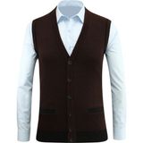 Erkek Büyük Beden Düğmeli Yelek Cepli Desenli Çelik Örgü Klasik Kalıp 5208LB - 4XL - Bordo