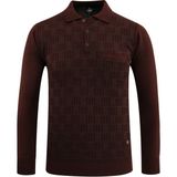 Erkek Büyük Beden Polo Yaka Kazak Cepli Kabarmalı Çelik Örgü Klasik Kalıp - 5215FB - Bordo - 3XL
