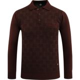 Erkek Büyük Beden Polo Yaka Kazak Cepli Kabarmalı Çelik Örgü Klasik Kalıp - 5215FB - Bordo - 4XL