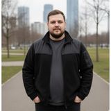 Erkek Büyük Beden Siyah Polar Ceket - 3XL