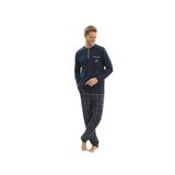 Erkek Büyük Beden Uzun Kol Lacivert Pijama Takım C9T3N5O9 LACİVERT 5 XL
