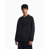 Erkek Büyük Kadife Logo Detaylı Pamuklu Çift Jarse Kumaşlı Uzun Kollu Siyah1 Sweatshirt EM006841 AF10013-MB845
