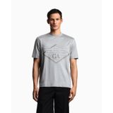 Erkek Büyük Kartal İşlemeli Yuvarlak Yakalı Pamuklu Kısa Kollu Gri T-Shirt EM002835 AF10761-O8005