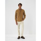 Erkek Camel Lüks Dokulu Soft Kadife Regular Fit Gömlek