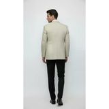 Erkek Camel Mono Yaka Tek Düğmeli Blazer Ceket – Penye Kumaş, Tek Yırtmaçlı