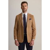 Erkek Camel Regular Fit Mono Yaka Yün-Kaşmir Karışımlı Blazer Ceket - 60 / 6