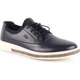 Erkek Casual Ayakkabı Hakiki Deri Kilitli Lastik Bağcıklı Esnek Boğazlı Hafif Beyaz Eva Taban Sneaker Lbr H1097 - Lacivert