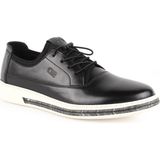 Erkek Casual Ayakkabı Hakiki Deri Kilitli Lastik Bağcıklı Esnek Boğazlı Hafif Beyaz Eva Taban Sneaker Lbr H1097 - Siyah