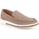 Erkek Casual Ayakkabı Hakiki Nubuk Deri Delikli Perfore Desenli Hafif Eva Taban Slip-On Sneaker Lbr H1098 - Vizon