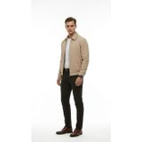 Erkek Ceket - Slim Fit Fitilli Dokulu Fermuarlı Mont - Günlük Şık Mevsimlik Spor Tasarım (Bej, 2X Large)