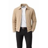 Erkek Ceket - Slim Fit Fitilli Dokulu Fermuarlı Mont - Günlük Şık Mevsimlik Spor Tasarım (Bej, X Large)