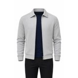 Erkek Ceket - Slim Fit Fitilli Dokulu Fermuarlı Mont - Günlük Şık Mevsimlik Spor Tasarım (Gri, X Large)