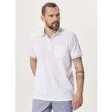 Erkek Çekmeyen Pamuklu Kumaş Regular Fit Geniş Kesim Beyaz Kıvrılmaz Polo Yaka Cepli Tişört