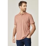 Erkek Çekmeyen Pamuklu Kumaş Regular Fit Geniş Kesim Kiremit-bej Kıvrılmaz Polo Yaka Cepli Tişört