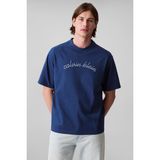 Erkek Center Chain Stitch T-Shirt - Mavi - XL - Renkli